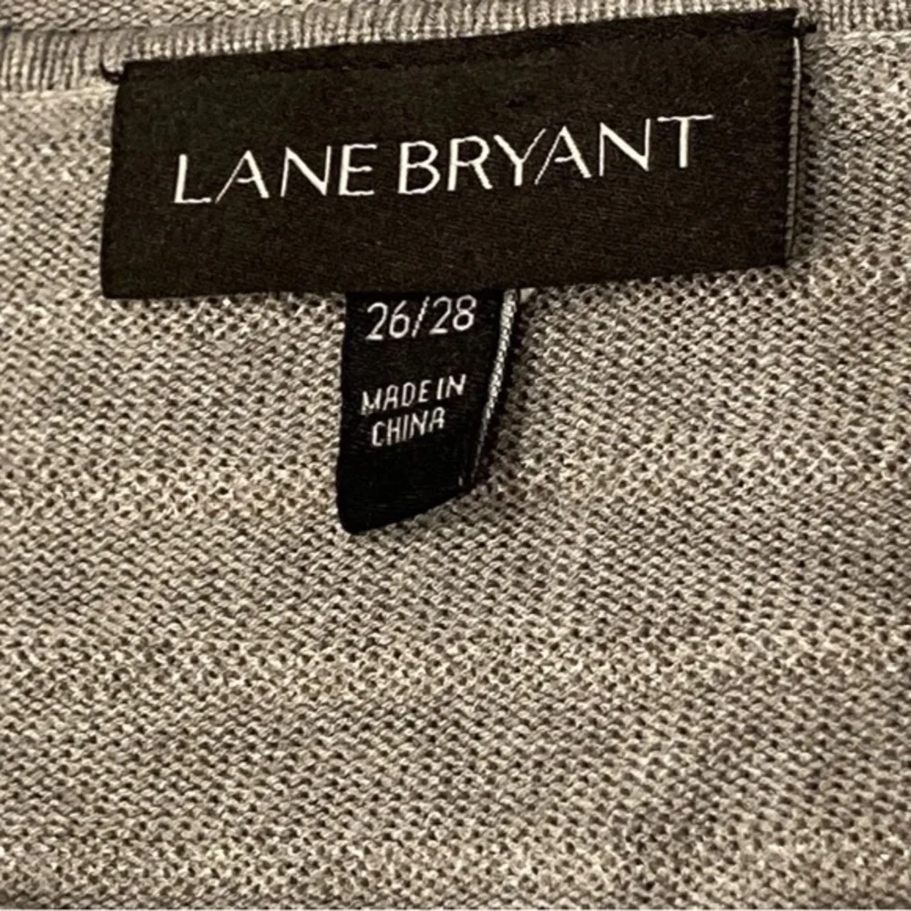 Lane Bryant 26 28 Gray Silver Sweater Cropped Thin Stripe Holiday Casual